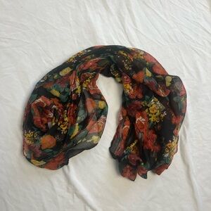 Floral Black Scarf